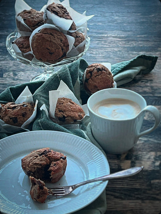 Glutenfri & laktosefri Bananmuffins m. chokolade